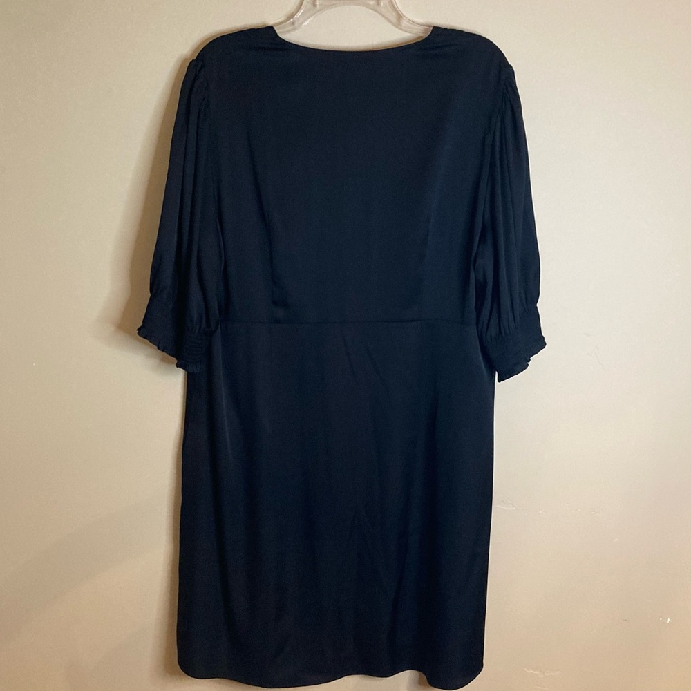 NEW Quince Washable Stretch Silk Puff Sleeve Mini Dress Black Satin Size XL - Picture 9 of 12